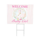 Yard Sign, Flamingo Welcome Baby Girl