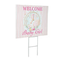 Yard Sign, Flamingo Welcome Baby Girl