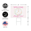 Yard Sign, Flamingo Welcome Baby Girl