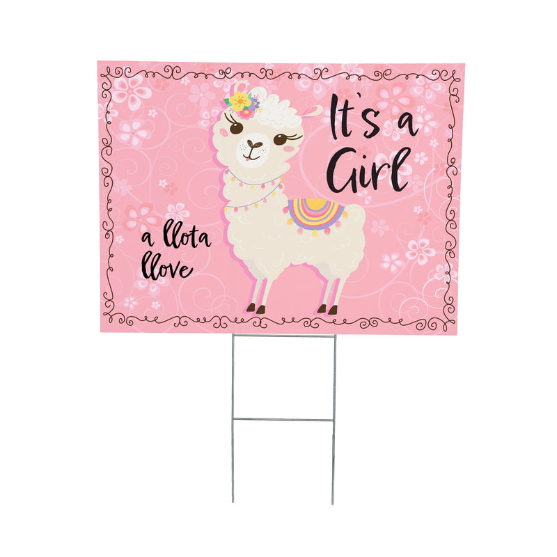 Yard Sign, It's a Girl Baby Alpaca