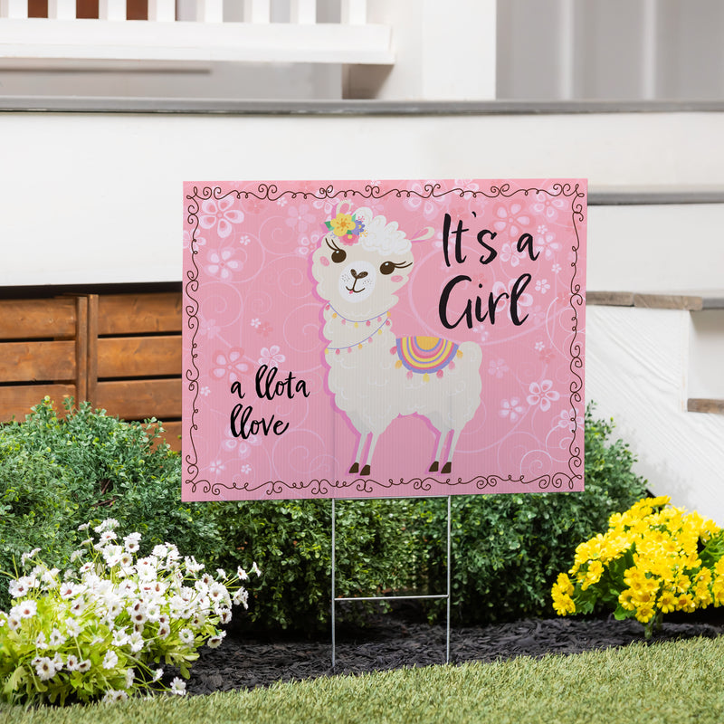 Yard Sign, It's a Girl Baby Alpaca
