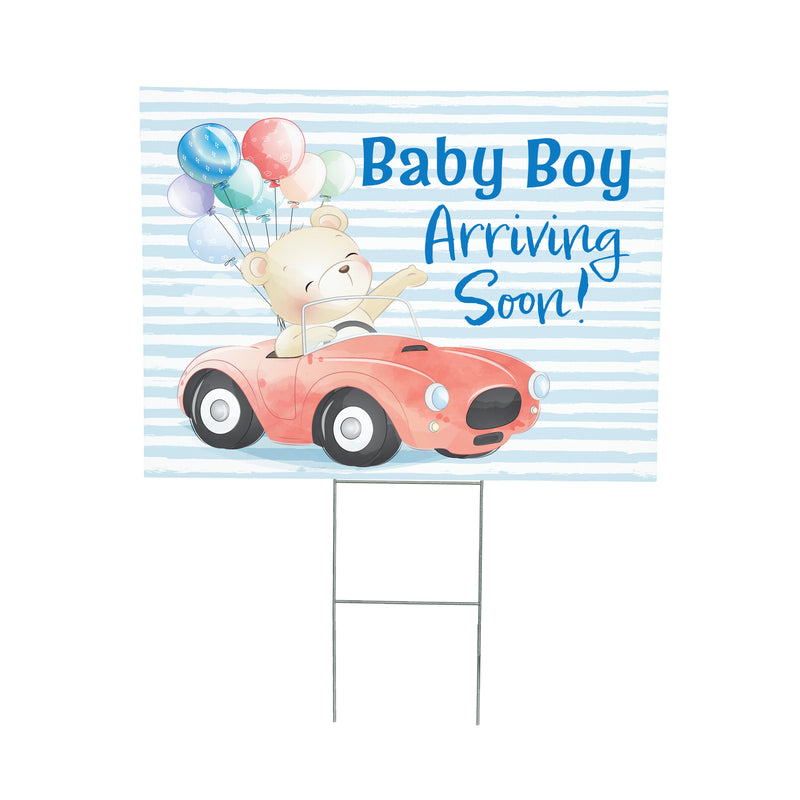 Yard Sign, Bear Baby Boy Arriving Soon
