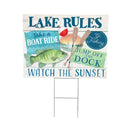 Blue Coastal Yard Sign, "Lake Rules", 24"x18"