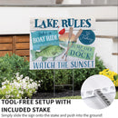 Blue Coastal Yard Sign, "Lake Rules", 24"x18"