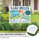 Blue Coastal Yard Sign, "Lake Rules", 24"x18"