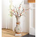Stacked Faux Rock Non-Watertight Vase with Base and Floral Rope Accent