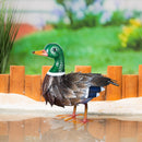 Metal Mallard Duck Garden Statue, Standing Pose. 12.5"H