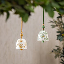 VivaStyle Garden Bell, Terracotta Leaf Bell with Beads, 14"H,  Asst of 2