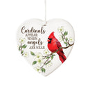 Memorial Hanging Decor Ceramic Heart Shaped Cardinal, 3.5", Asst of 2