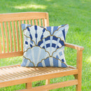 Blue Coastal Shells Pattern Indoor/Outdoor Hooked Pillow 18"x18"