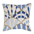 Blue Coastal Shells Pattern Indoor/Outdoor Hooked Pillow 18"x18"