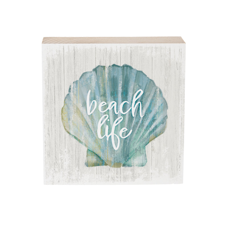 Coastal Wooden Plock Beach Life Shell 6"