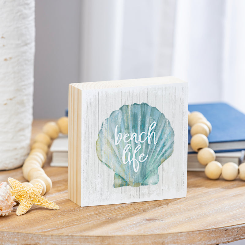 Coastal Wooden Plock Beach Life Shell 6"