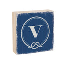 Coastal Wooden Plock Monogram Nautical 6" V V
