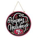 San Francisco 49ers Holiday Round Door Décor with Hanging Rope, 18x18