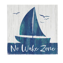 Coastal Wooden Wall Art No Wake Sailboat 12x12"