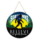 Seattle Seahawks Bigfoot Round Door Décor with Hanging Rope, 18x18
