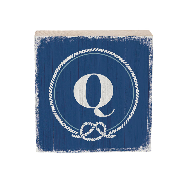 Coastal Wooden Plock Monogram Nautical 6" Q Q