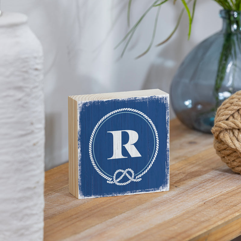 Coastal Wooden Plock Monogram Nautical 6" R R