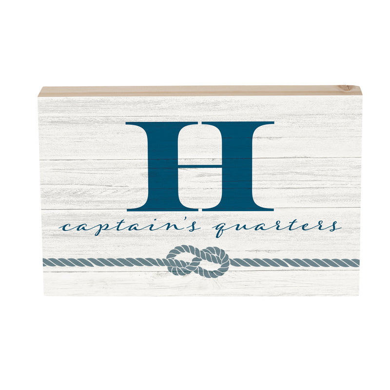 Coastal Wooden Plock Monogram Captain 12x8" H H