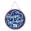 New York Giants Holiday Round Door Décor with Hanging Rope, 18x18