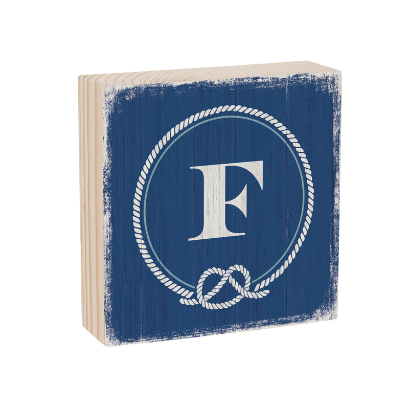 Coastal Wooden Plock Monogram Nautical 6" F F