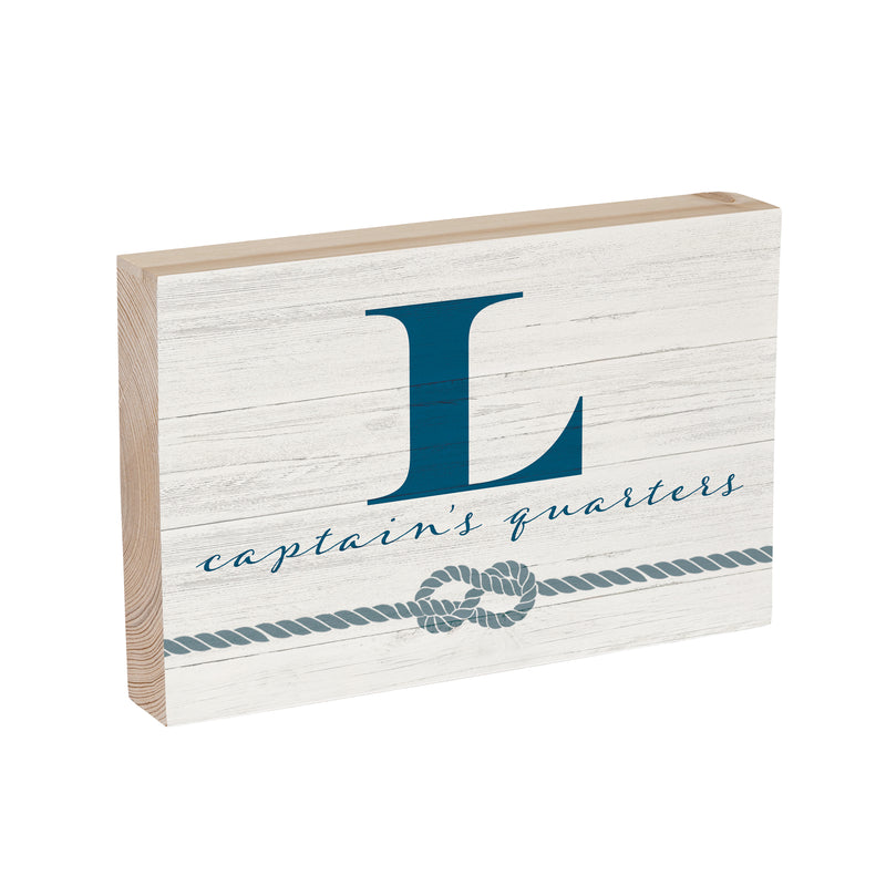 Coastal Wooden Plock Monogram Captain 12x8" L L