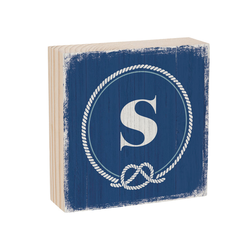 Coastal Wooden Plock Monogram Nautical 6" S S