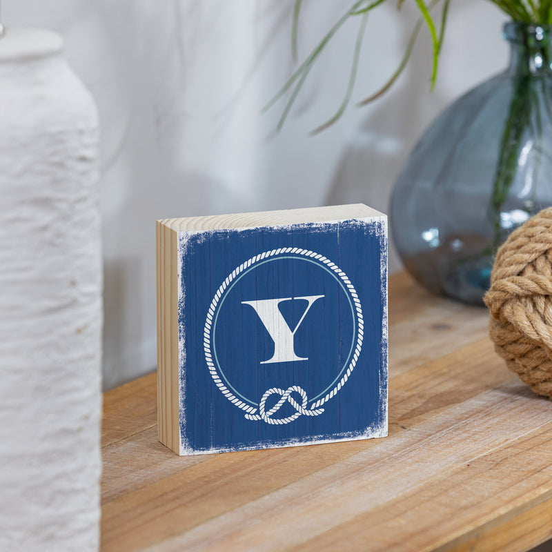 Coastal Wooden Plock Monogram Nautical 6" Y Y