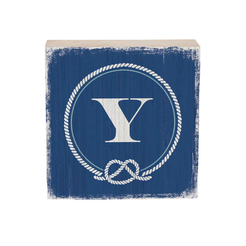 Coastal Wooden Plock Monogram Nautical 6" Y Y