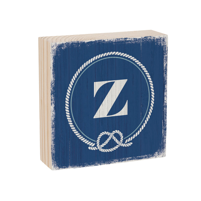 Coastal Wooden Plock Monogram Nautical 6" Z Z