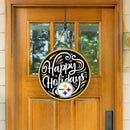Pittsburgh Steelers Holiday Round Door Décor with Hanging Rope, 18x18