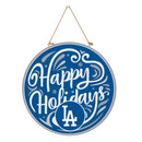Los Angeles Dodgers Holiday Round Door Décor with Hanging Rope, 18x18