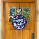 New England Patriots Holiday Round Door Décor with Hanging Rope, 18x18