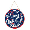 New England Patriots Holiday Round Door Décor with Hanging Rope, 18x18