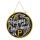 Pittsburgh Pirates Holiday Round Door Décor with Hanging Rope, 18x18