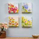 Pollinator Garden Indoor Wall Decor, Textile, Floral Canvas, 8" L x 8" H, Asst of 4