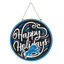 Detroit Lions Holiday Round Door Décor with Hanging Rope, 18x18