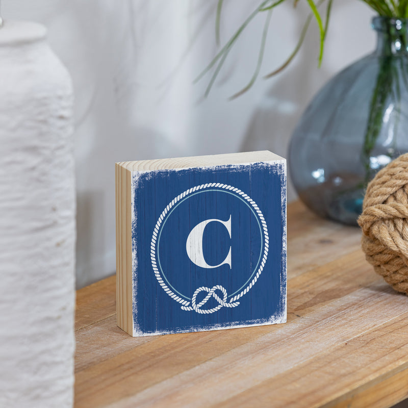 Coastal Wooden Plock Monogram Nautical 6" C C