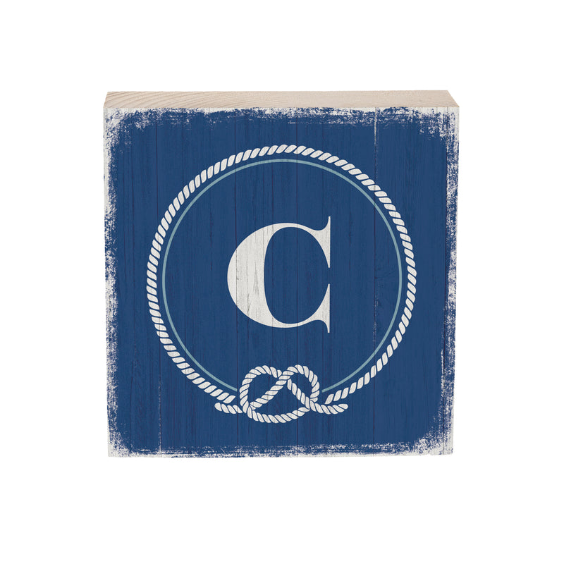 Coastal Wooden Plock Monogram Nautical 6" C C