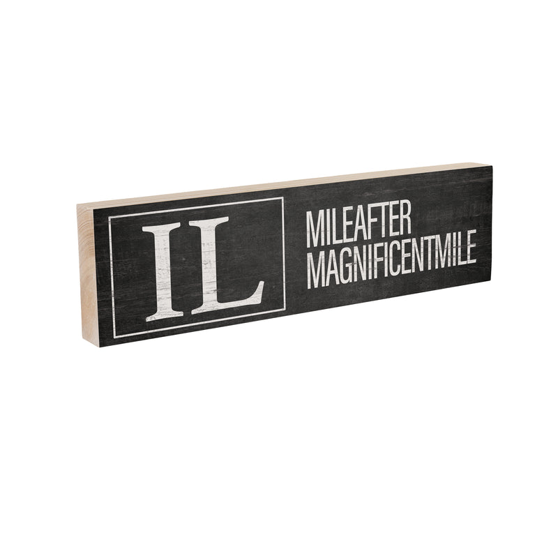 State Wooden Mantle Sign Illinois 18x5"