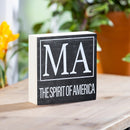 State Wooden Plock Massachusetts 6x6"