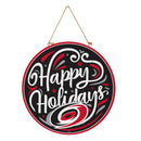 Carolina Hurricanes Holiday Round Door Décor with Hanging Rope, 18x18