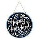 Utah Mammoth Holiday Round Door Décor with Hanging Rope, 18x18