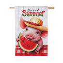 Sweet Summer Piggy Watermelon Moire House Flag