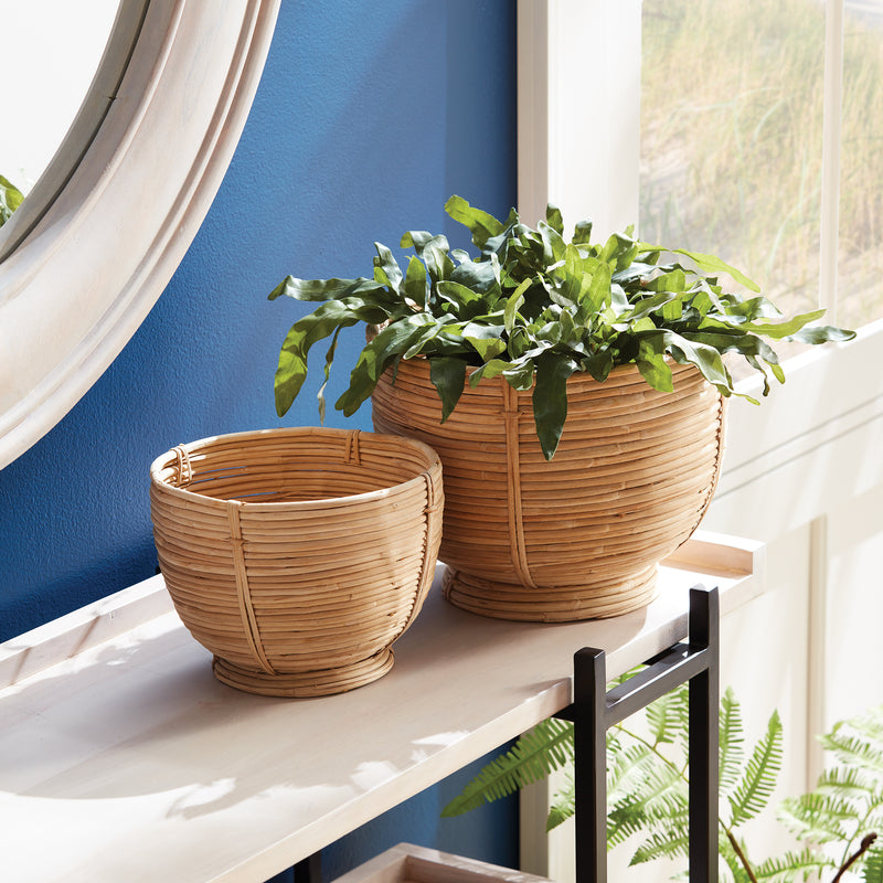 NAPA Home & Garden, CANE RATTAN DECORATIVE FOOTED BOWLS, SET OF 2,N2DB01