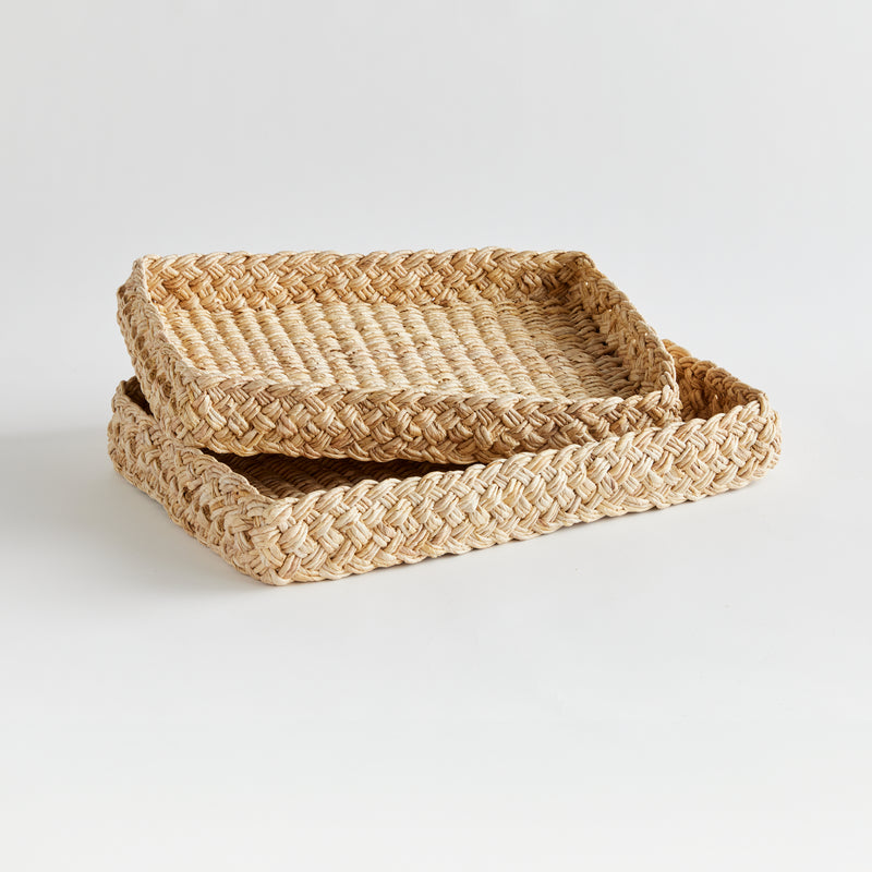 NAPA Home & Garden, ABACA FRENCH BRAIDED SQUARE TRAYS, SET OF 2,N4TD06
