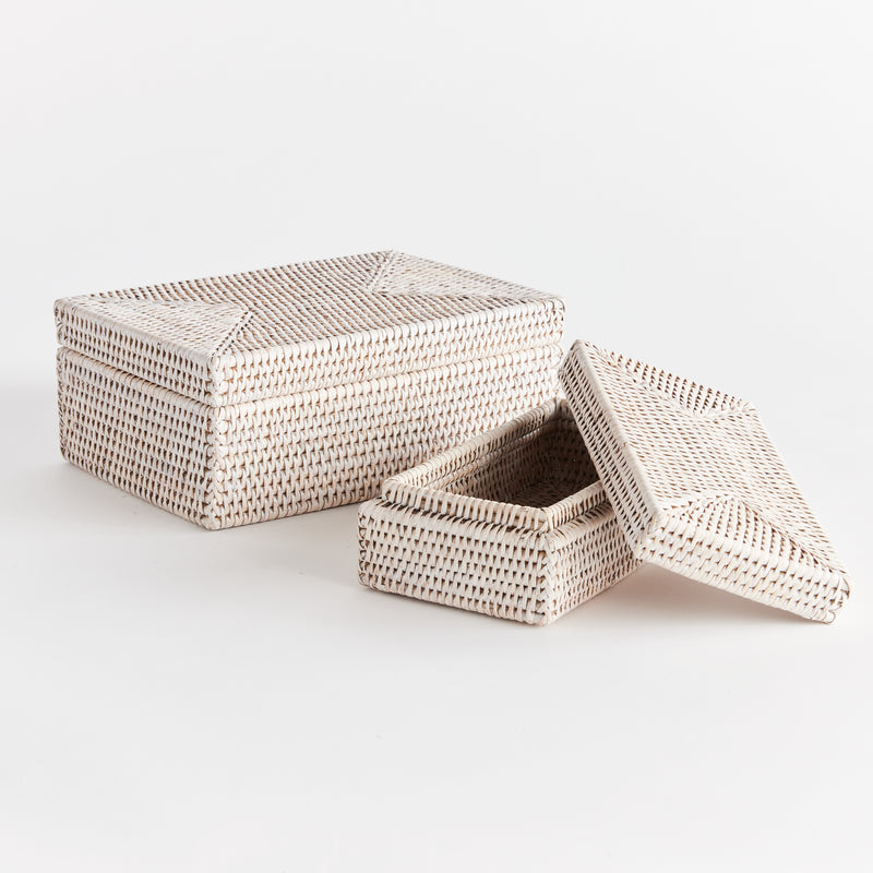 NAPA Home & Garden, BURMA RATTAN RECTANGULAR LIDDED BOXES, SET OF 2,N4TN03WH