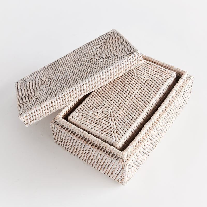 NAPA Home & Garden, BURMA RATTAN RECTANGULAR LIDDED BOXES, SET OF 2,N4TN03WH