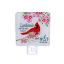 Memorial Nightlight Glass Square "Cardinals Appear When Angels Are Near", 5.25"H